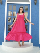 Fuchsia Rayon Midi Dress